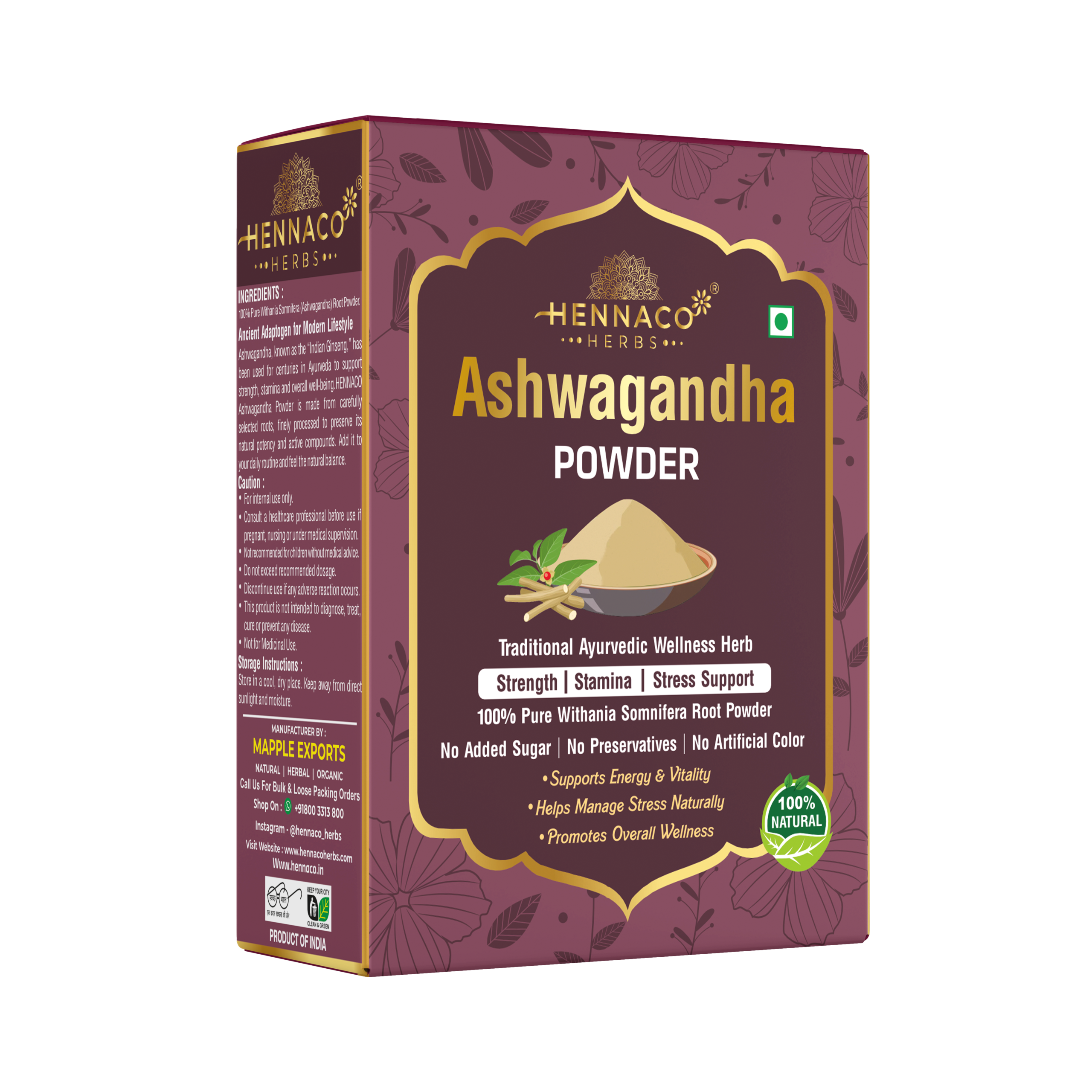 Ashwagandha Powder for Wellness, Health & Daily Care | Natural Herbal Powder Pack of 100gm x 2 = 200gm