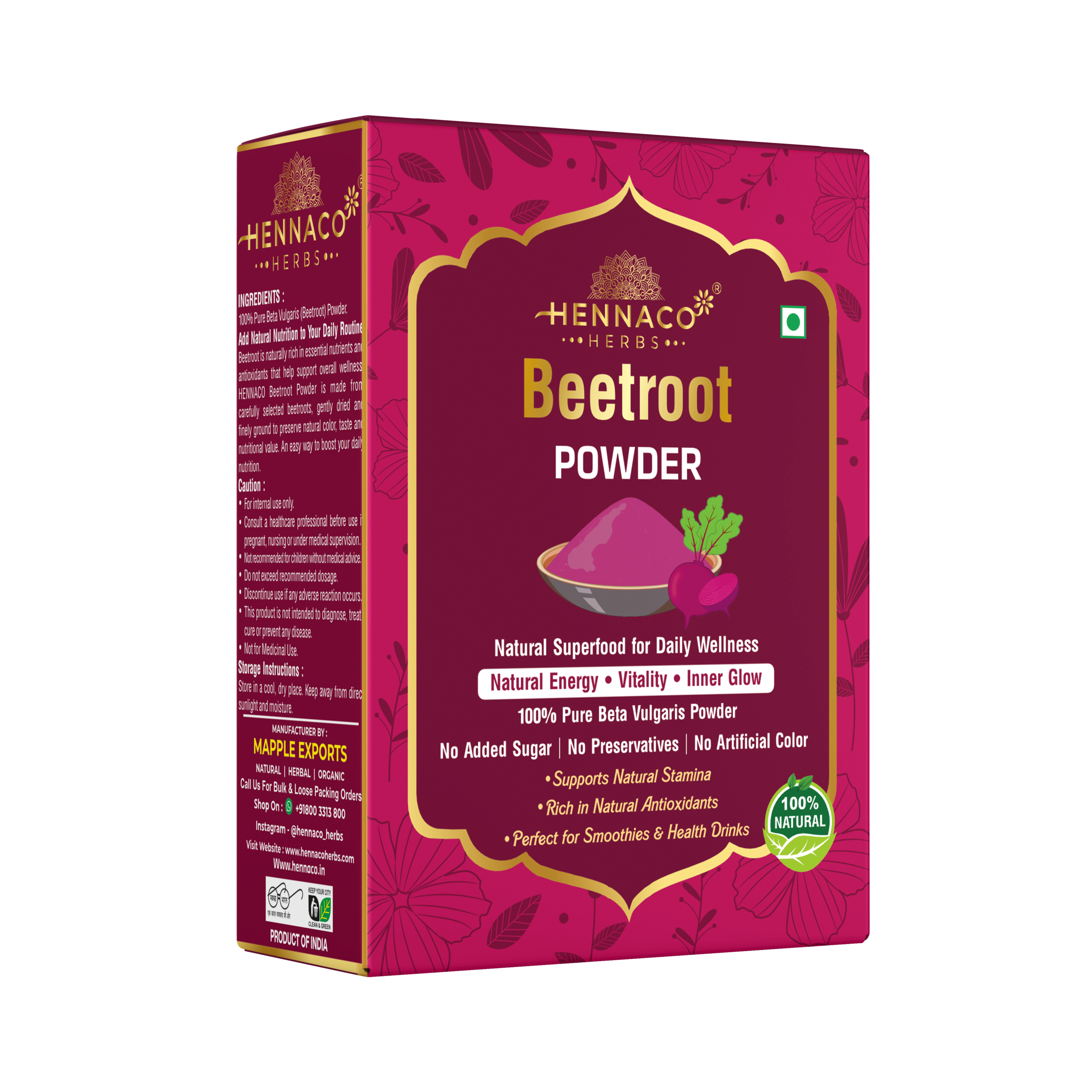 Beetroot Powder for Health, Skin & Hair | Natural Beet Root Powder Pack of 100gm x 2 = 200gm