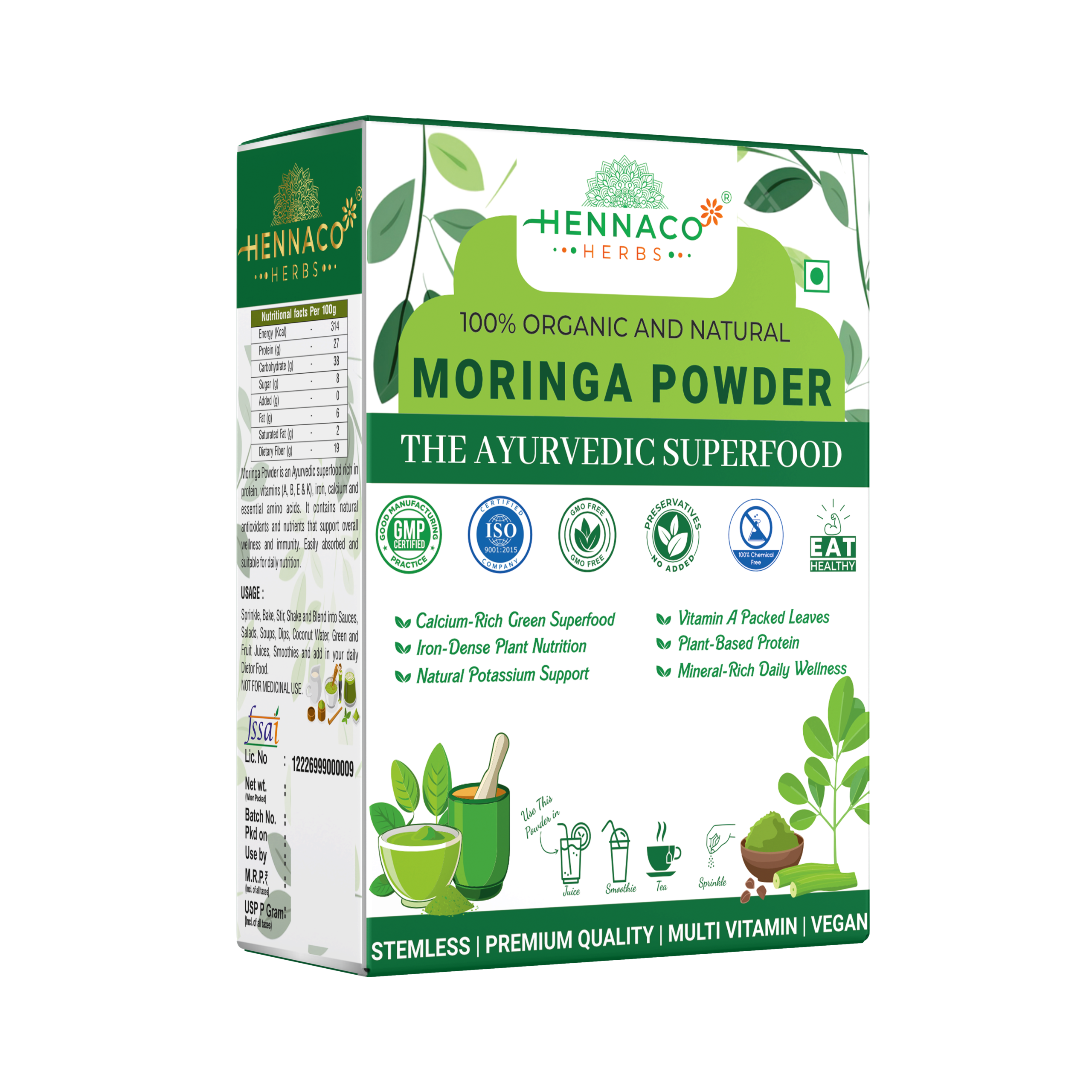 Moringa Powder for Health, Skin & Hair | Natural Herbal Powder Pack of 100gm x 2 = 200gm
