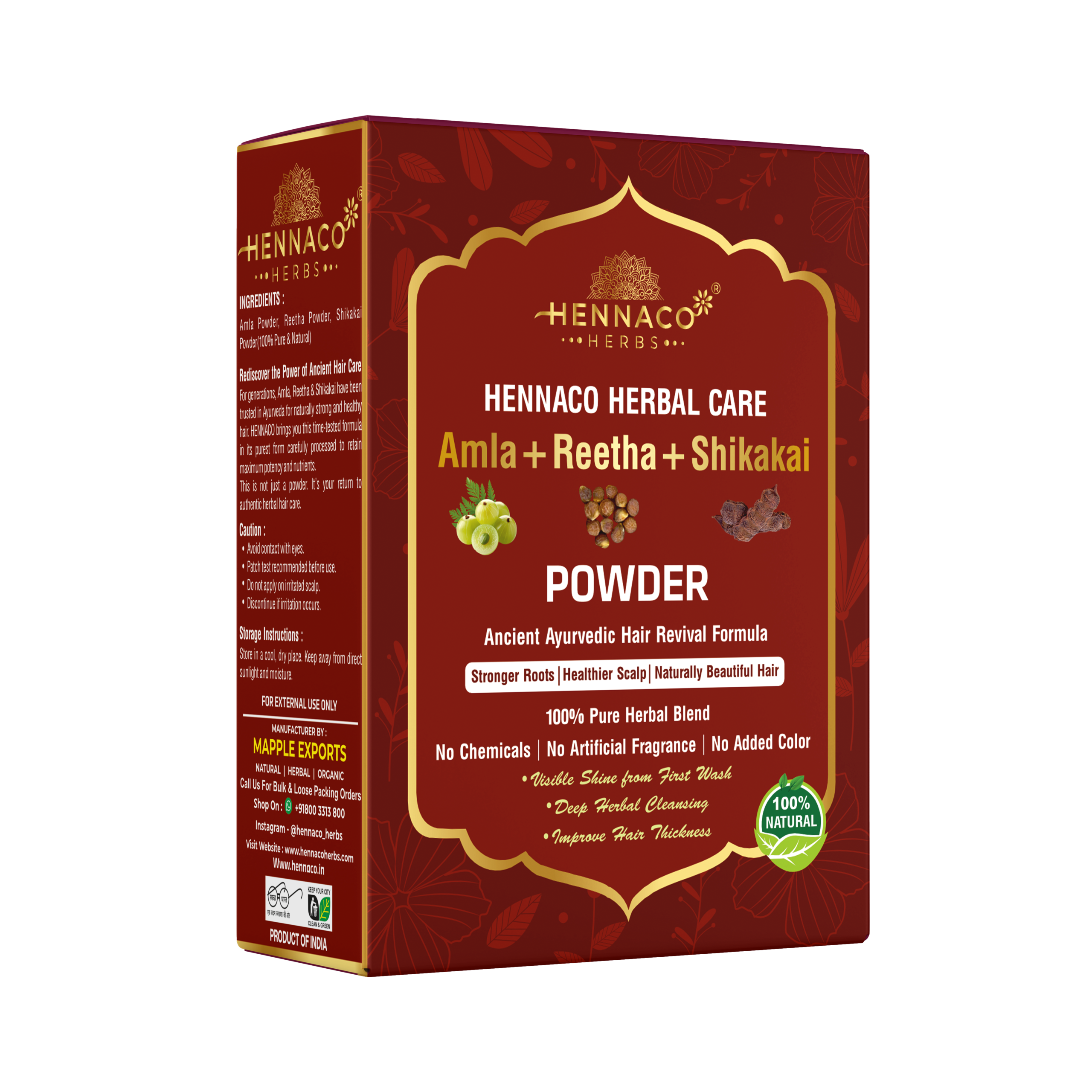 Amla Reetha Shikakai Powder for Hair Care | Natural Herbal Hair Wash Powder Pack of 100gm x 2 = 200gm