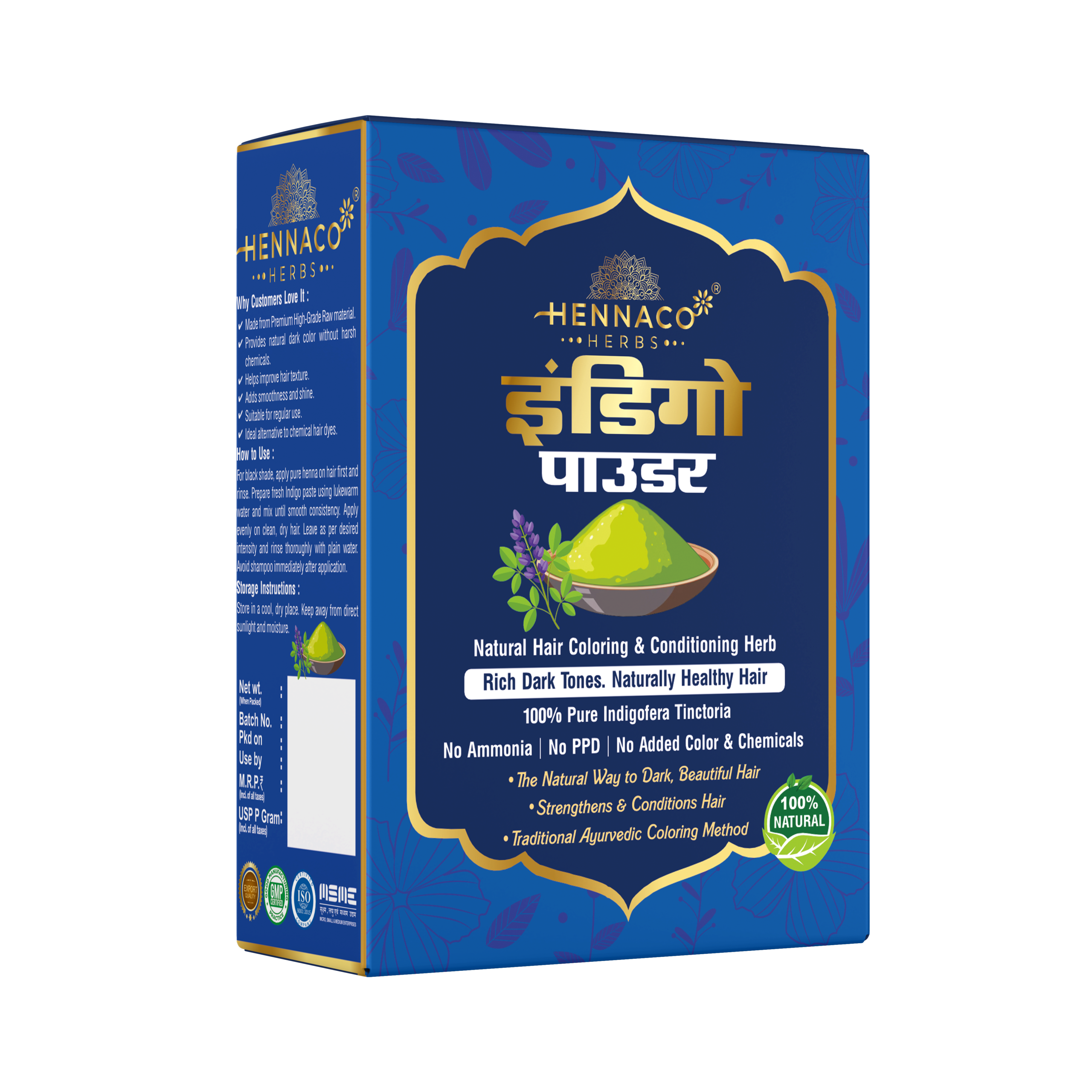 Indigo Powder for Hair | Natural Hair Color & Hair Care Powder Pack of 100gm x 2 = 200gm - Image 2
