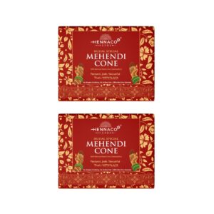 Hennaco Premium Mehendi Cone Box – 100% Natural Henna Paste | Long-Lasting Color | Smooth Application Pack of 2